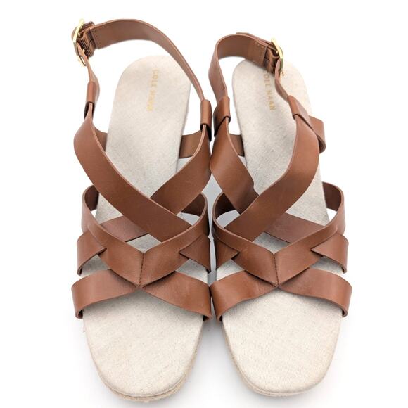 Cole Haan Crystal Slingback Espadrille Wedge Sandal Women's Brown Size US10B - Picture 3 of 11